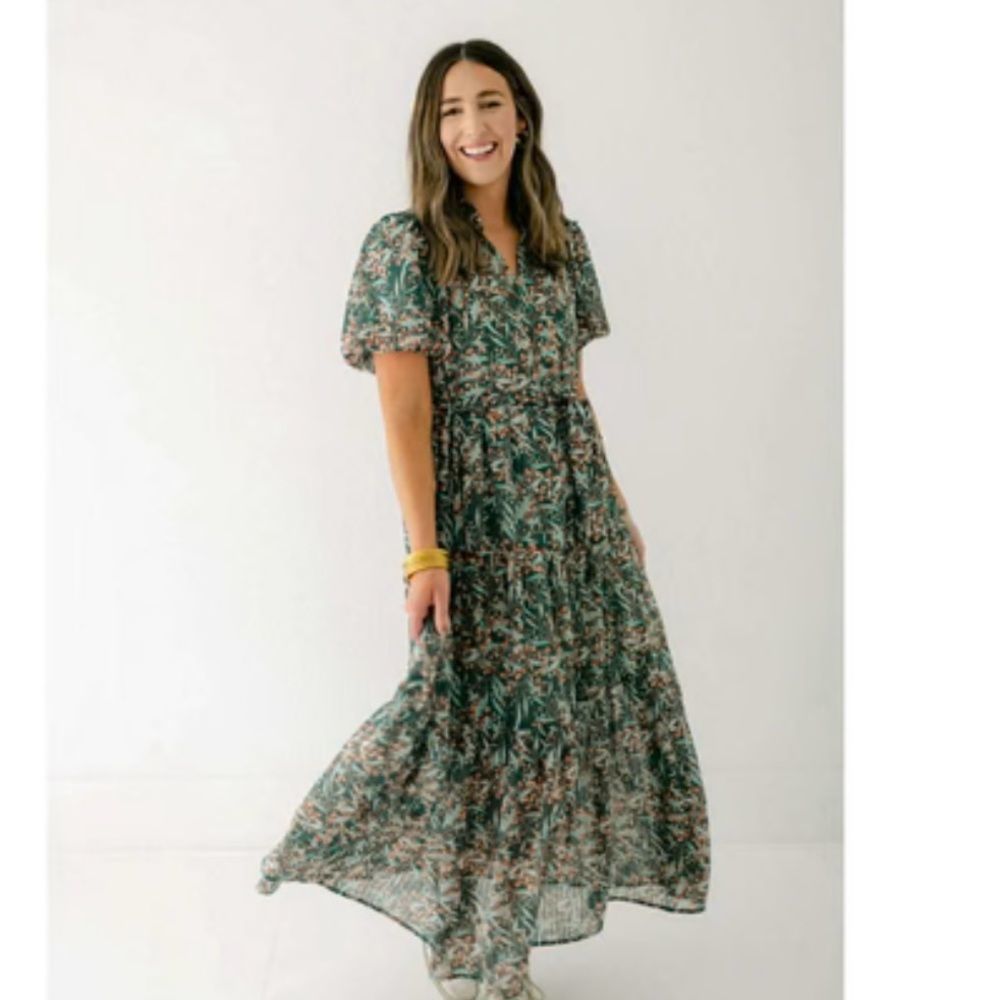 Jade Melody Tam Wispy Leaves maxi dress size Small NWT
